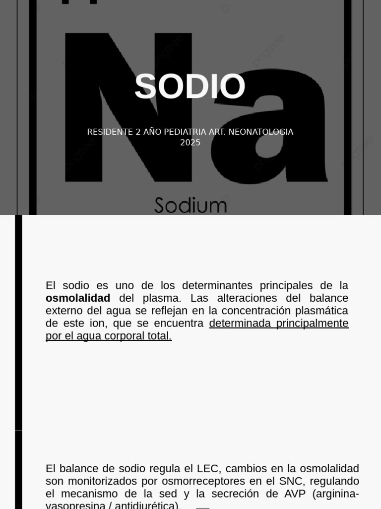 Manejo del Sodio en Pediatría: Hiponatremia y Hipernatremia | PDF | Sodio