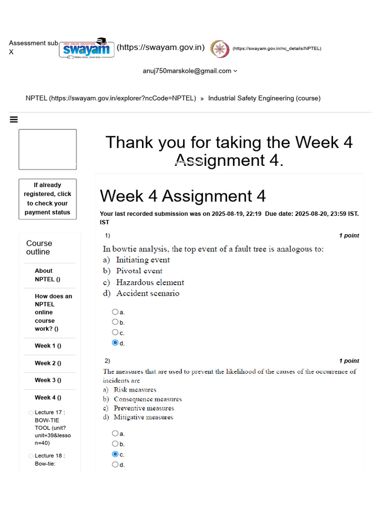 Industrial Safety Engineering Week 4 Assignment | PDF | Qualifications ...