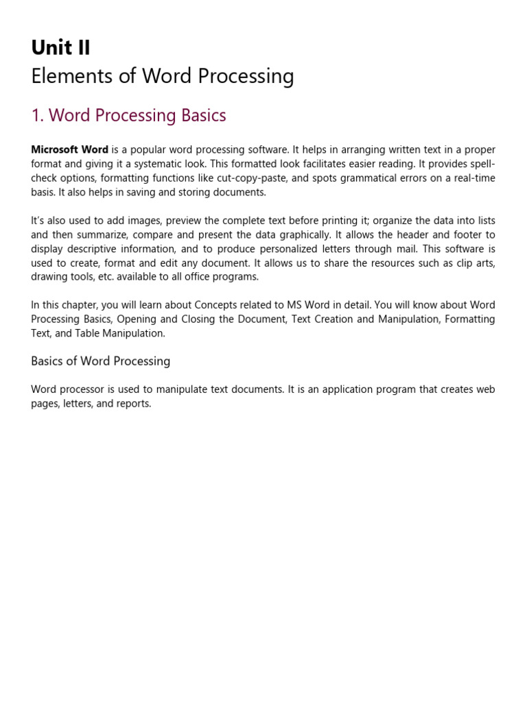 Basic of Computer Application-Unit II | PDF | Microsoft Word | Letter Case