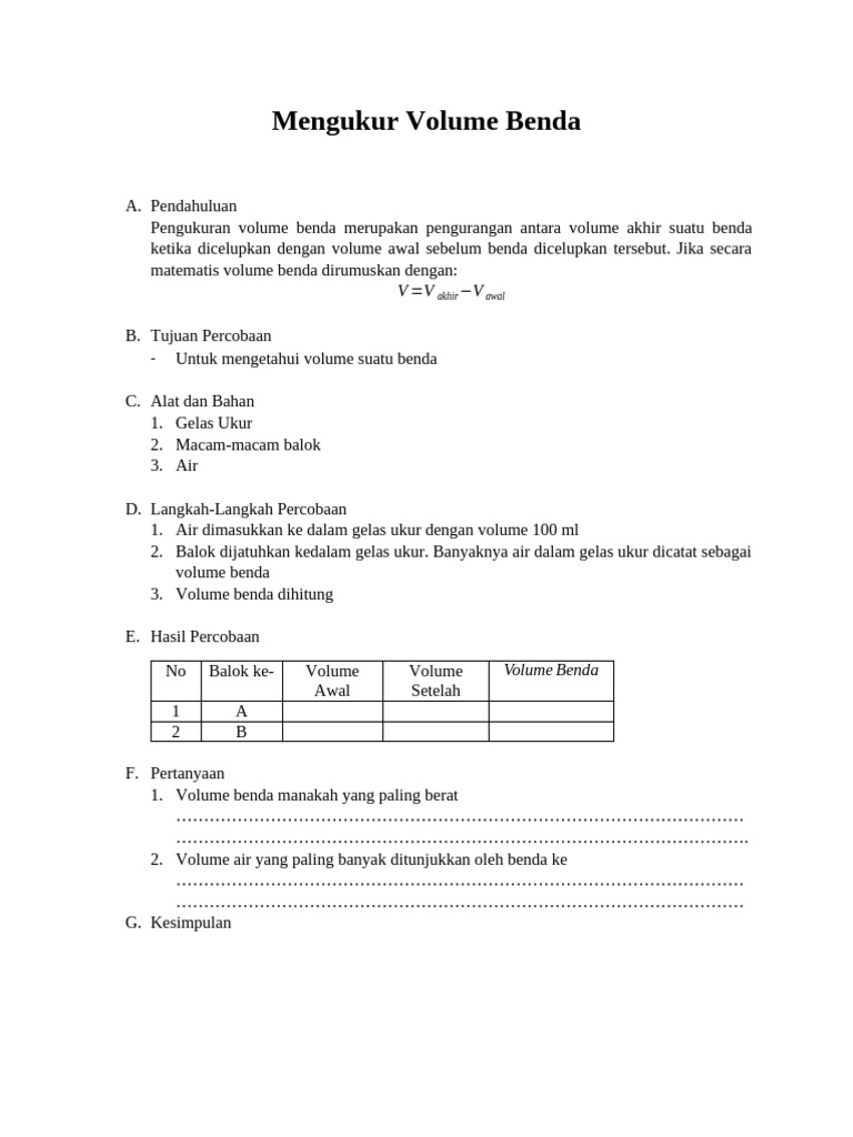 Mengukur Volume Benda | PDF