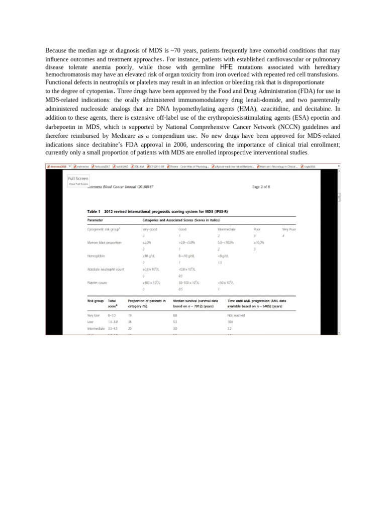 Because The Median Age at Diagnosis of MDS Is | PDF | Clinical Medicine ...