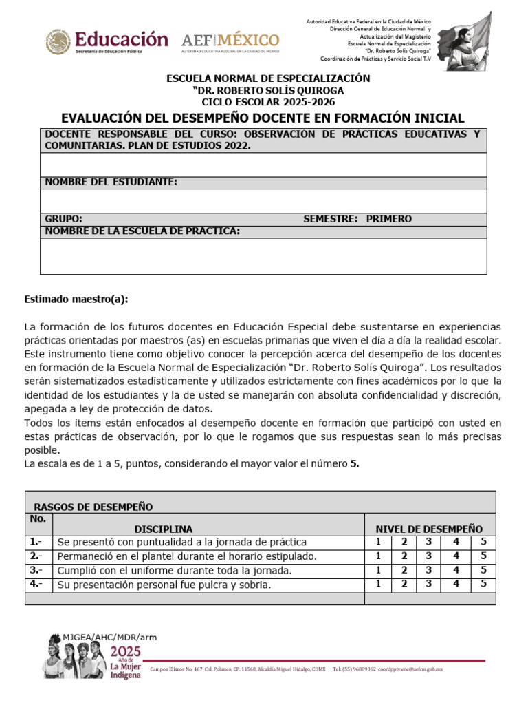 Evaluación Desempeño Docente 2025-2026 | PDF | Maestros | Escuelas