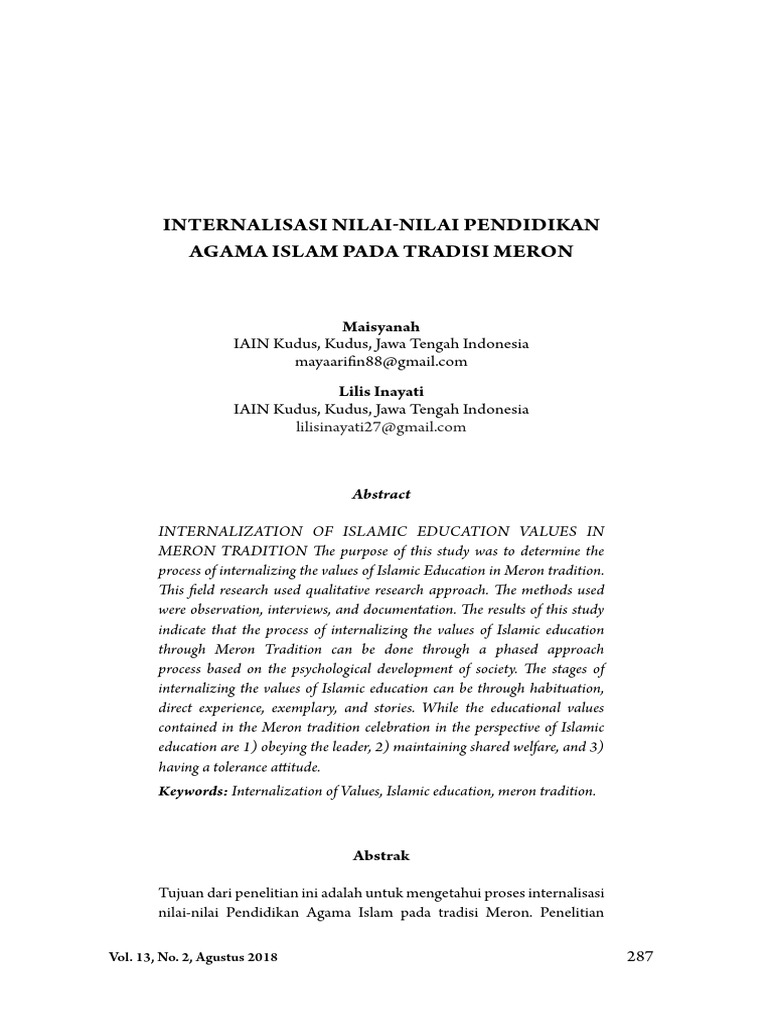 Internalization of Islamic Values in Meron | PDF
