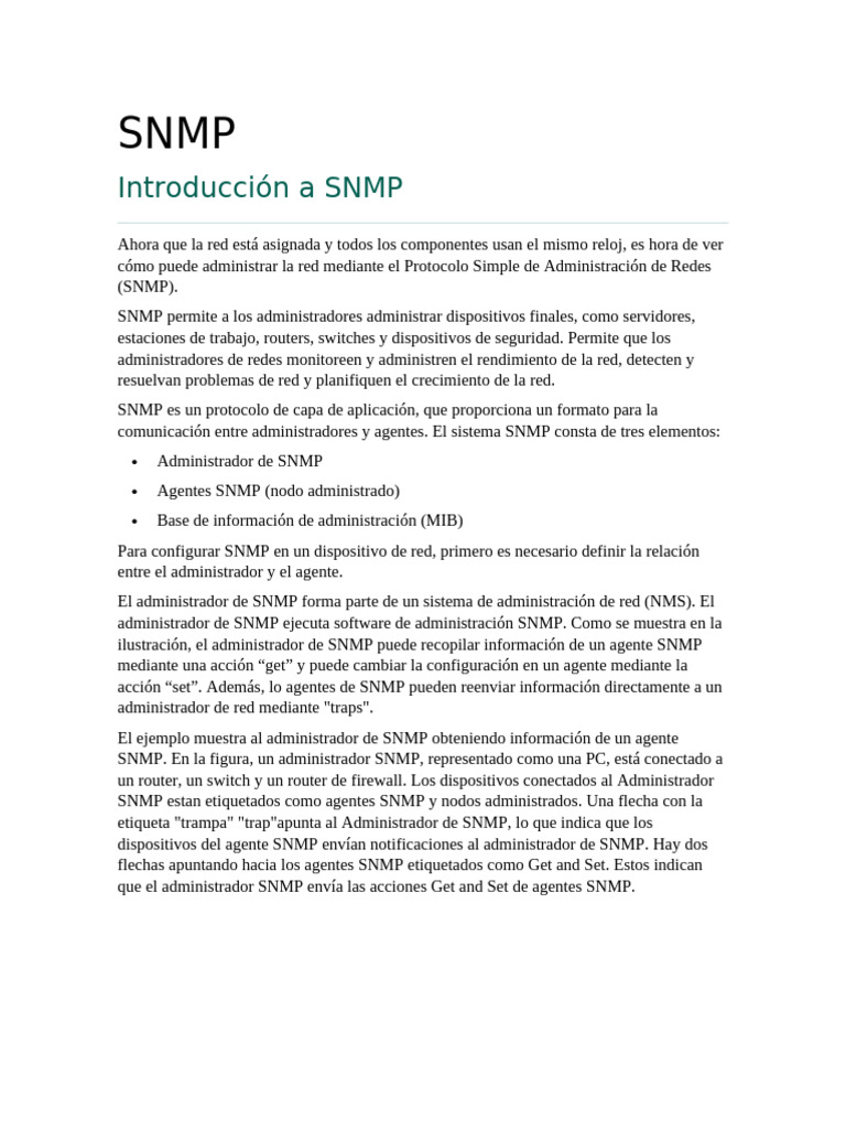 SNMP | PDF | Estándares de red | Ciencias de la Computación