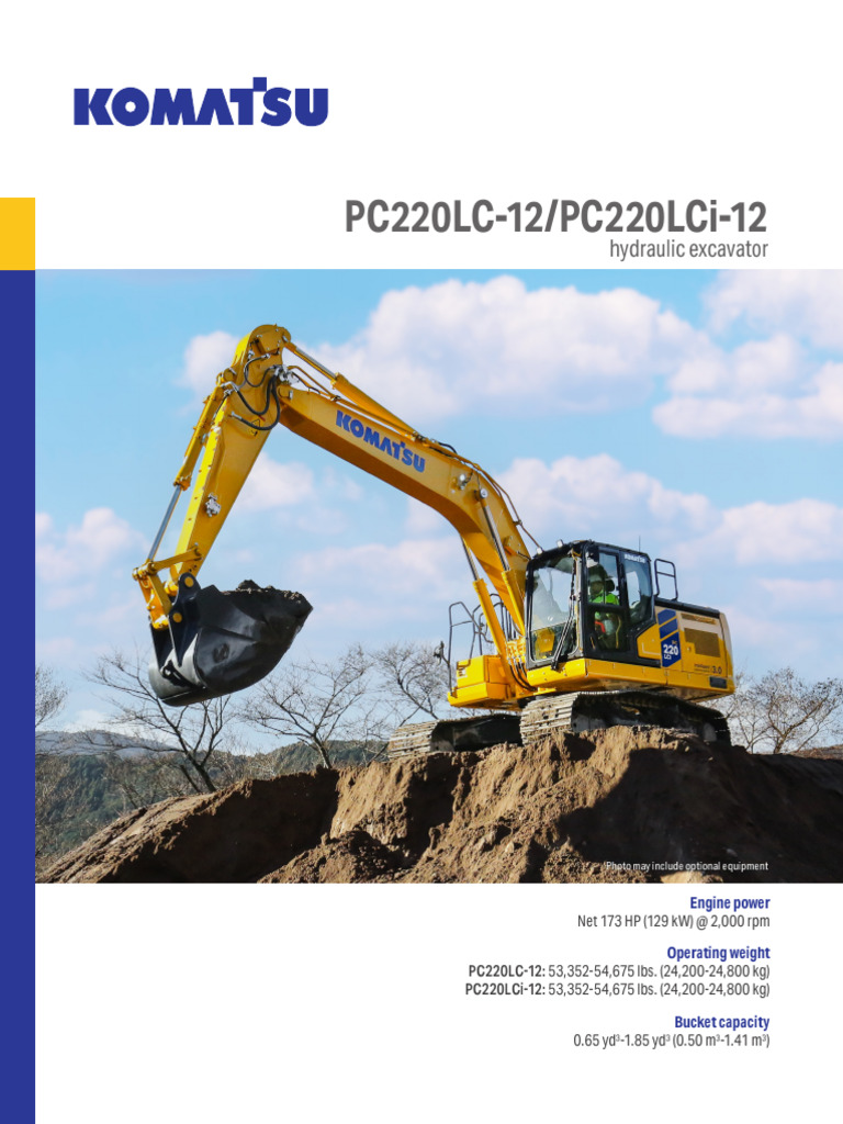 Komatsu PC220LC-12 Excavator Specs | PDF | Horsepower | Vehicles