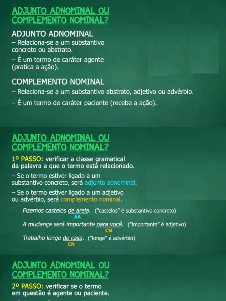 Adjunto Adnominal Ou Complemento Nominal | PDF