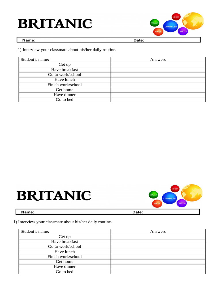Daily Routine Interview Guide | PDF