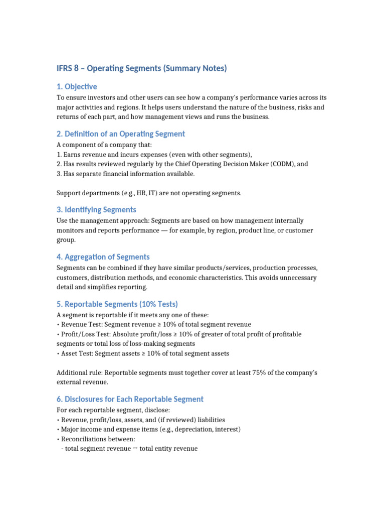IFRS 8: Operating Segments Overview | PDF | Revenue | Expense