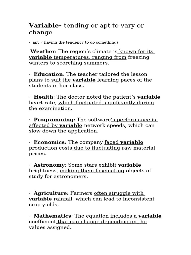 Variable | PDF