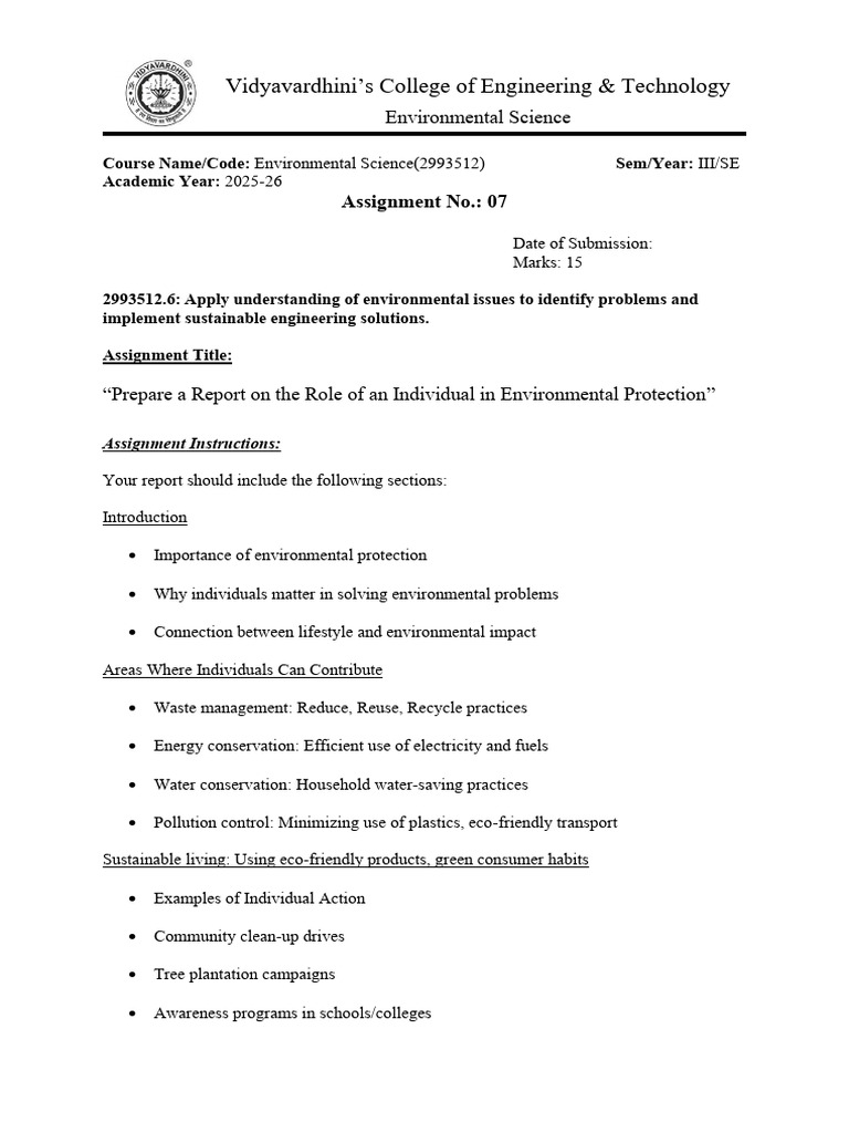 Individual Impact on Environmental Protection | PDF