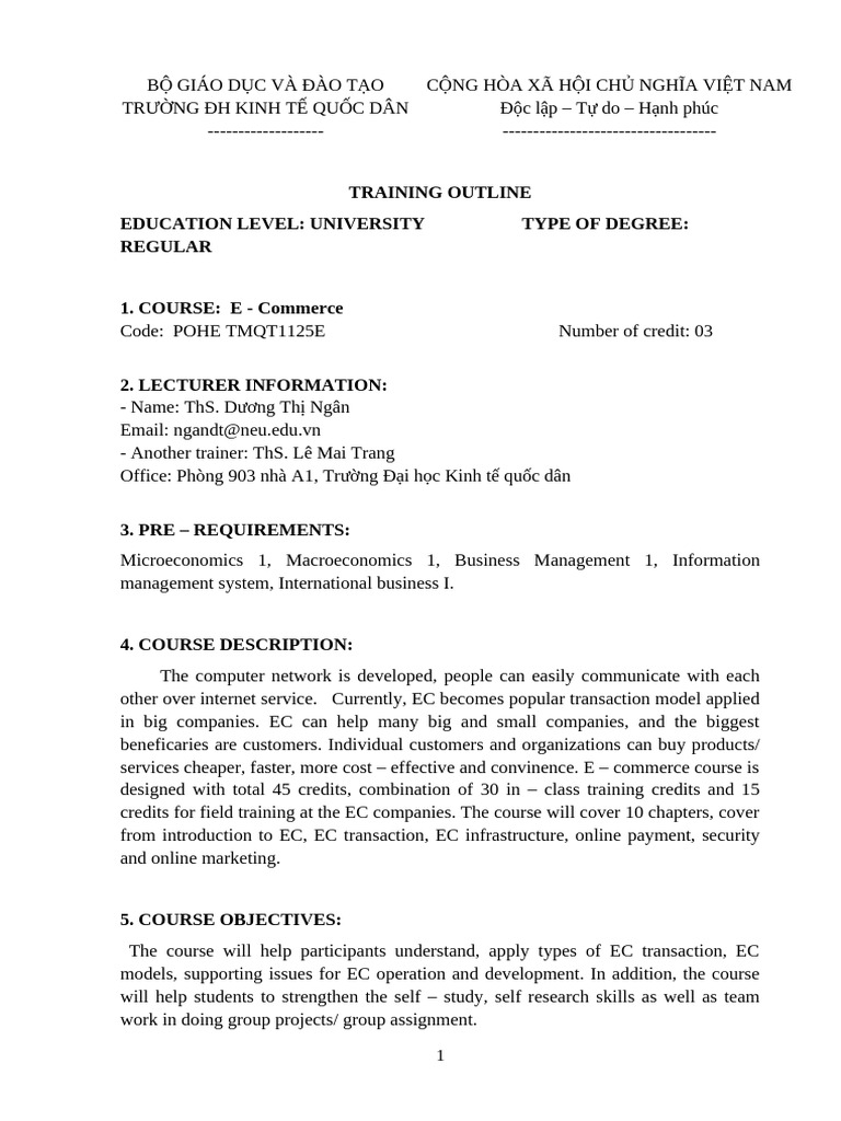 E-Commerce Course Outline at NEU | PDF | World Wide Web | Internet & Web