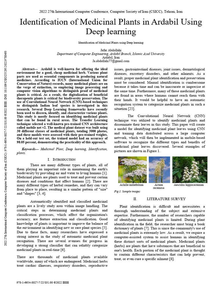 Identification of Medicinal Plants in Ardabil Using Deep Learning ...