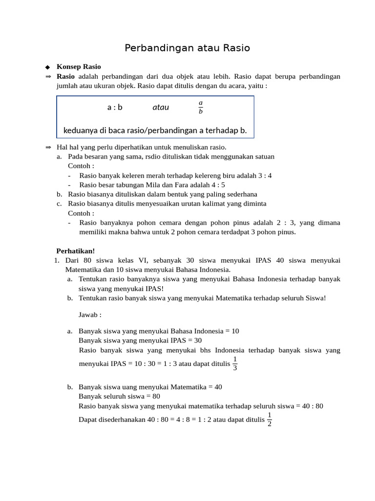 Konsep dan Penerapan Rasio dalam Matematika | PDF