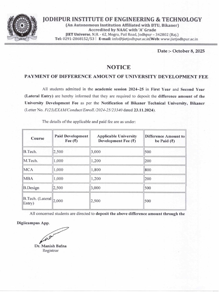 2nd Year Development Fee | PDF