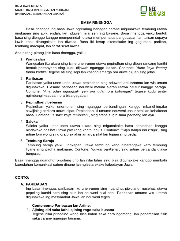 Materi Basa Rinengga | PDF