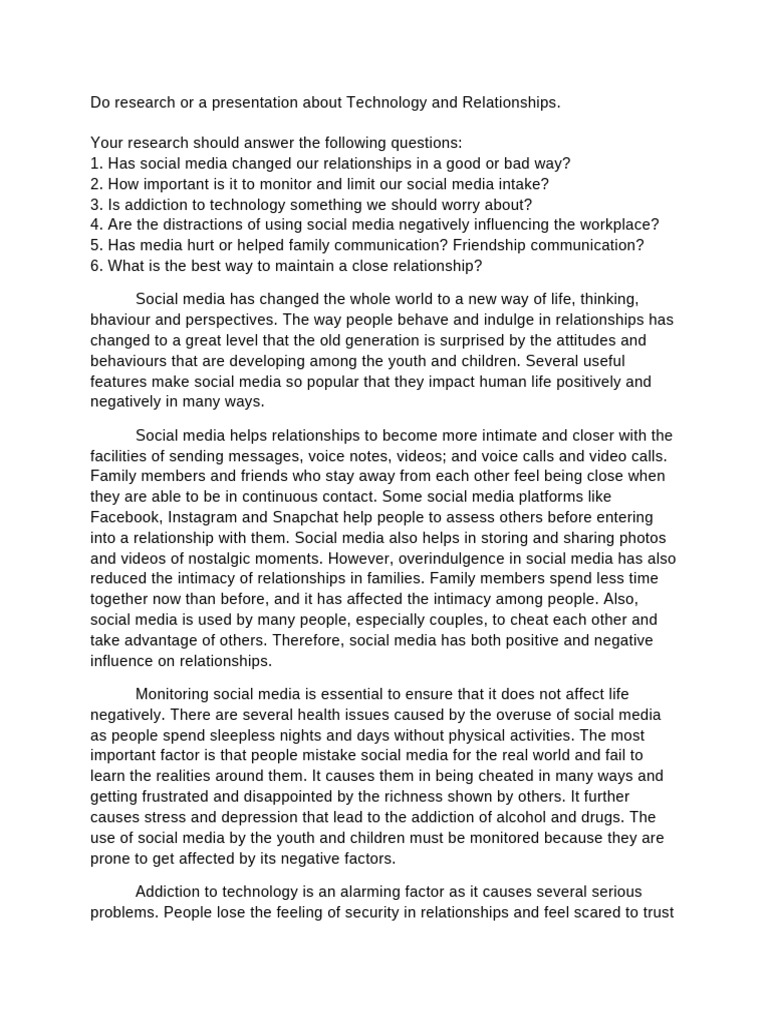 Research - Technology | PDF | Intimate Relationships | Behavioural Sciences