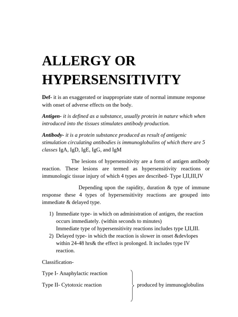 Allergy or Hypersensitivity | PDF | Antibody | Allergy