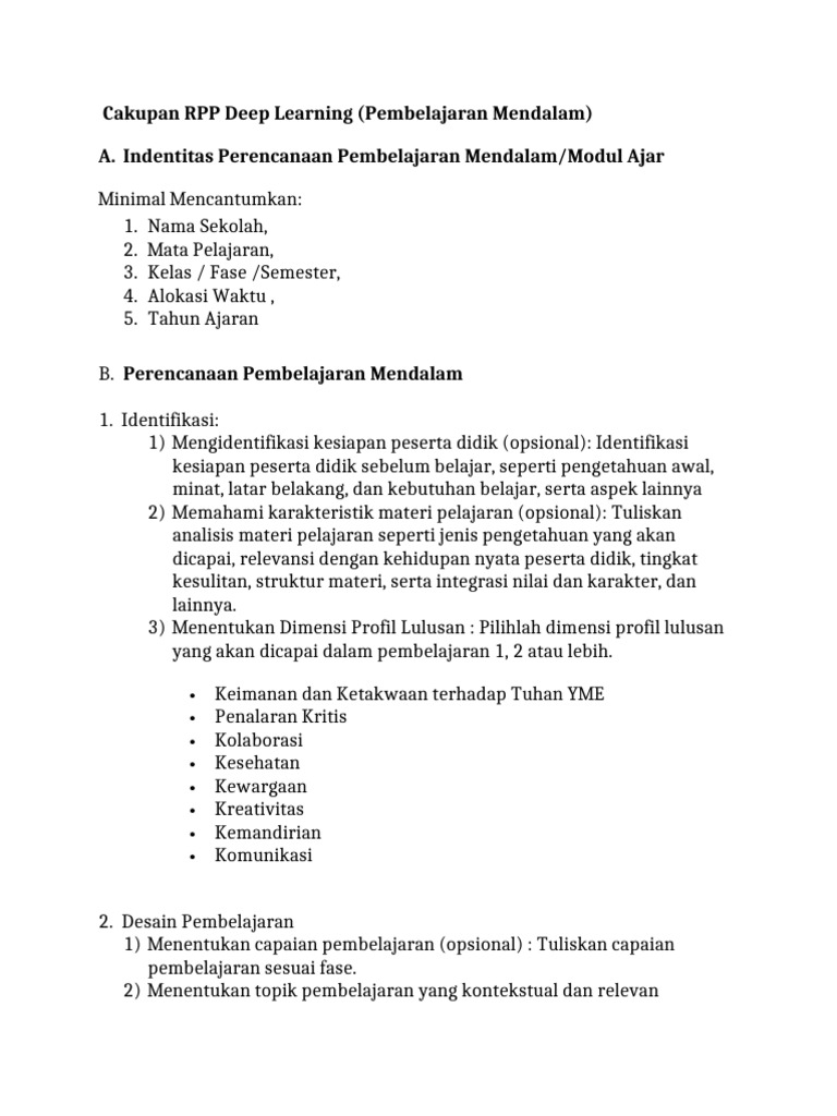 RPP Deep Learning: Panduan Lengkap | PDF