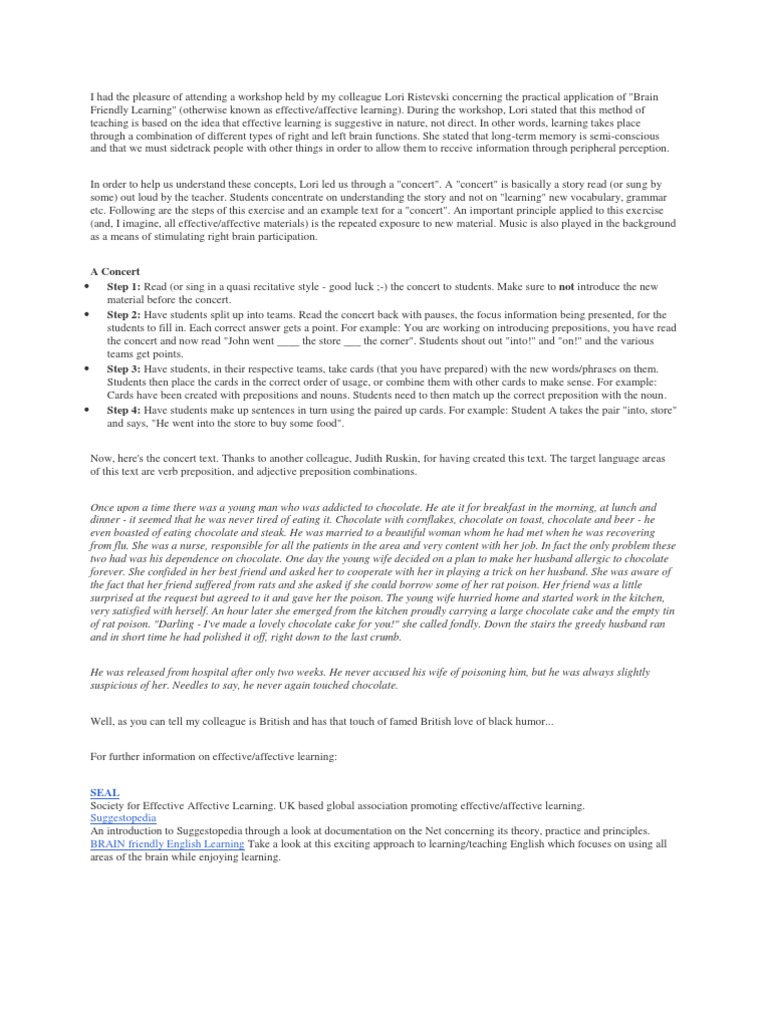 Brain Friendly Learning Workshop Insights | PDF | Learning | Cognition
