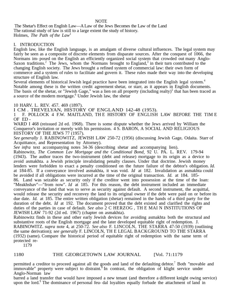 The Shetar's Effect On English Law | PDF | Mortgage Law | Debt