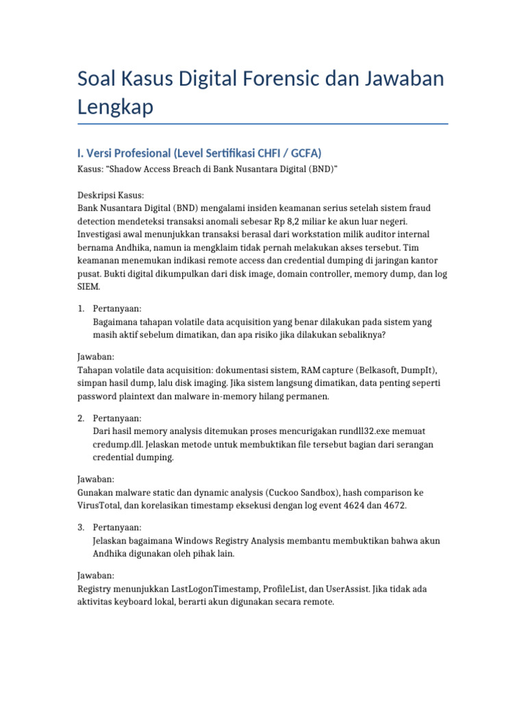 Kasus Forensik Digital di BND dan UTN | PDF