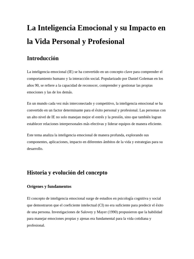 Impacto de la Inteligencia Emocional | PDF | Inteligencia emocional ...