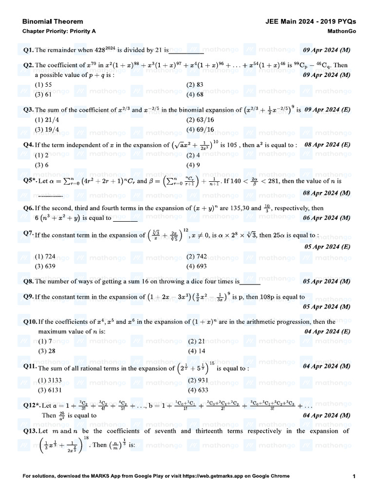 Binomial Theorem | PDF