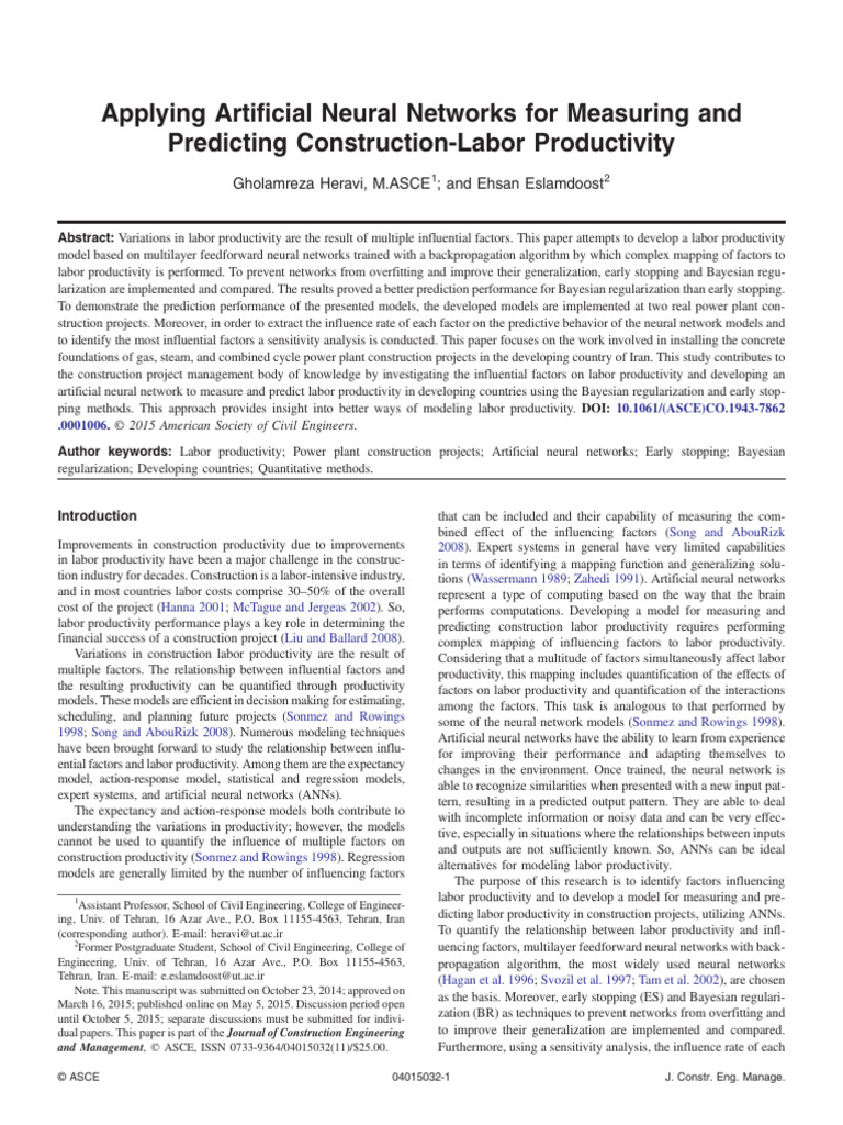 Predicting Labor Productivity in Construction | PDF | Workforce ...