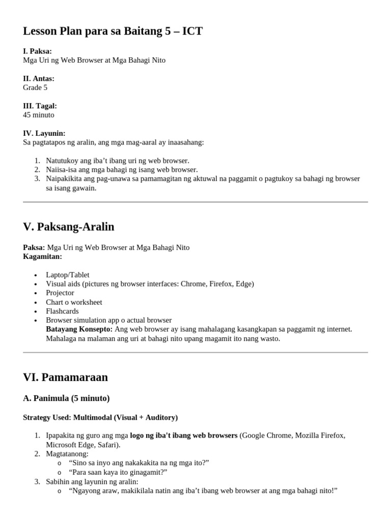 CHATGPT - RESEARCH - BASED Lesson Plan For ICT 5 | PDF