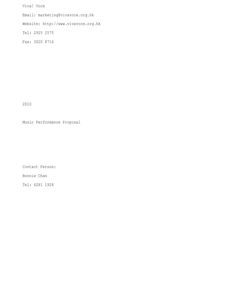 Music Performance Proposal PDF Quartet Performing Arts