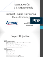 Presentation On Usage & Attitude Study Segment - Salon Hair Care & Men's Grooming