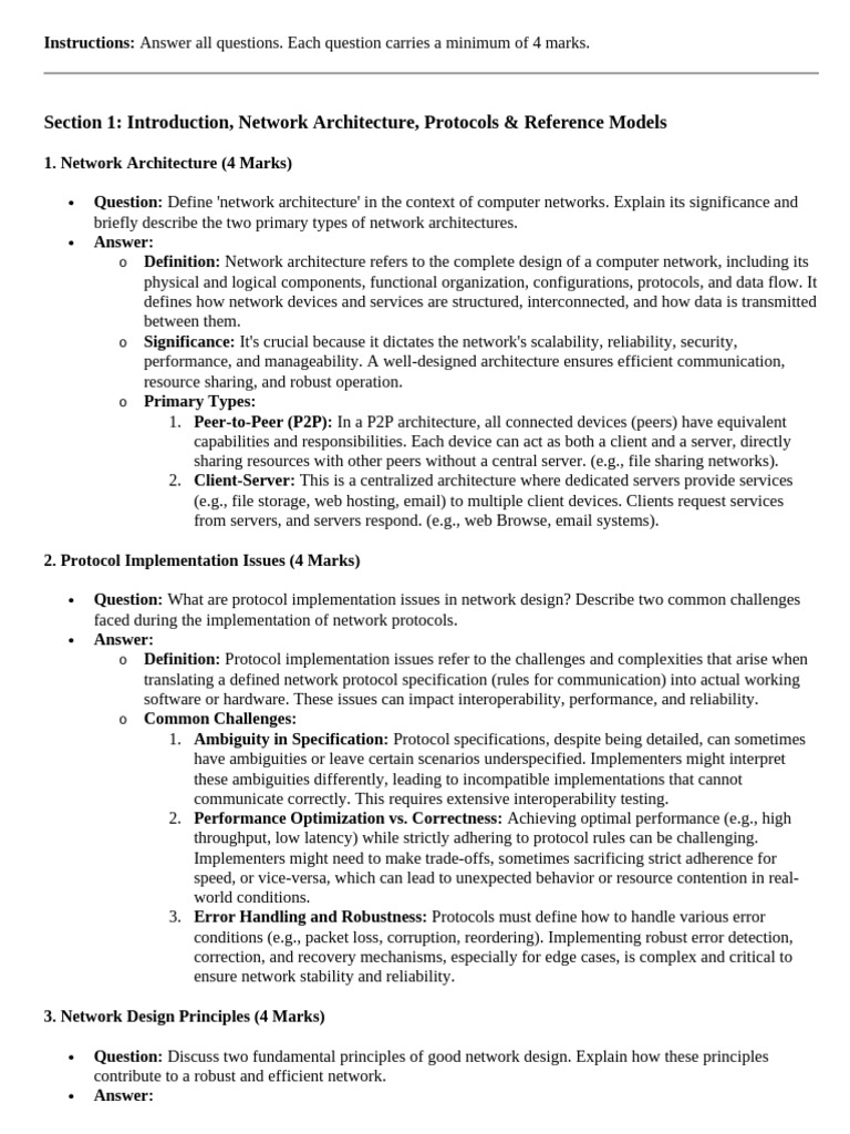 CSE CN Internal Questions With Answer (Unit 1 0 2) | PDF | Computer ...