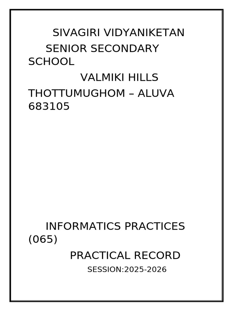 Informatics Practices Practical Record 2025 | PDF