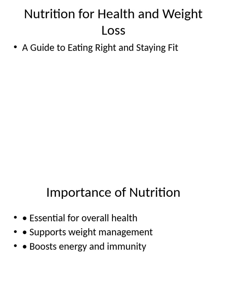 Nutrition For Health and Weight Loss | PDF
