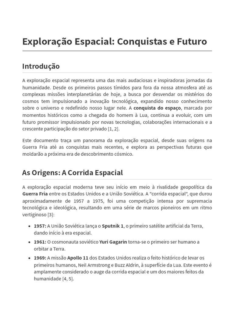 Exploracao Espacial Conquistas Futuro | PDF | Corrida espacial ...