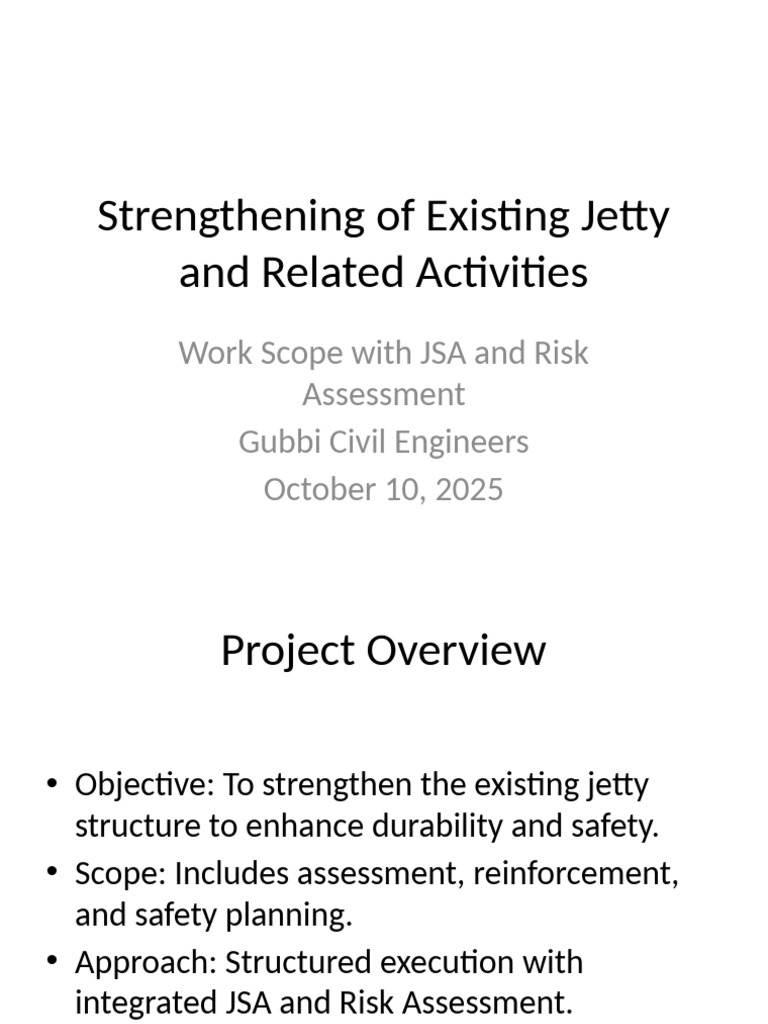 Jetty Strengthening: JSA & Risk Assessment | PDF