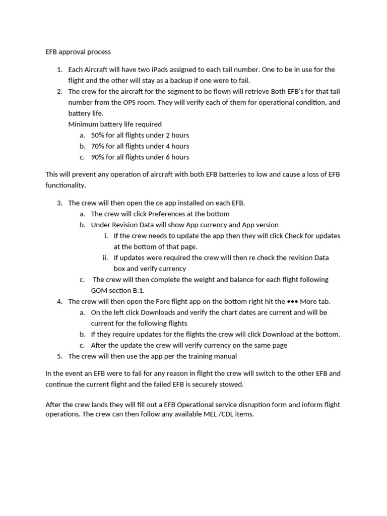 EFB Approval Process for Aircraft Operations | PDF
