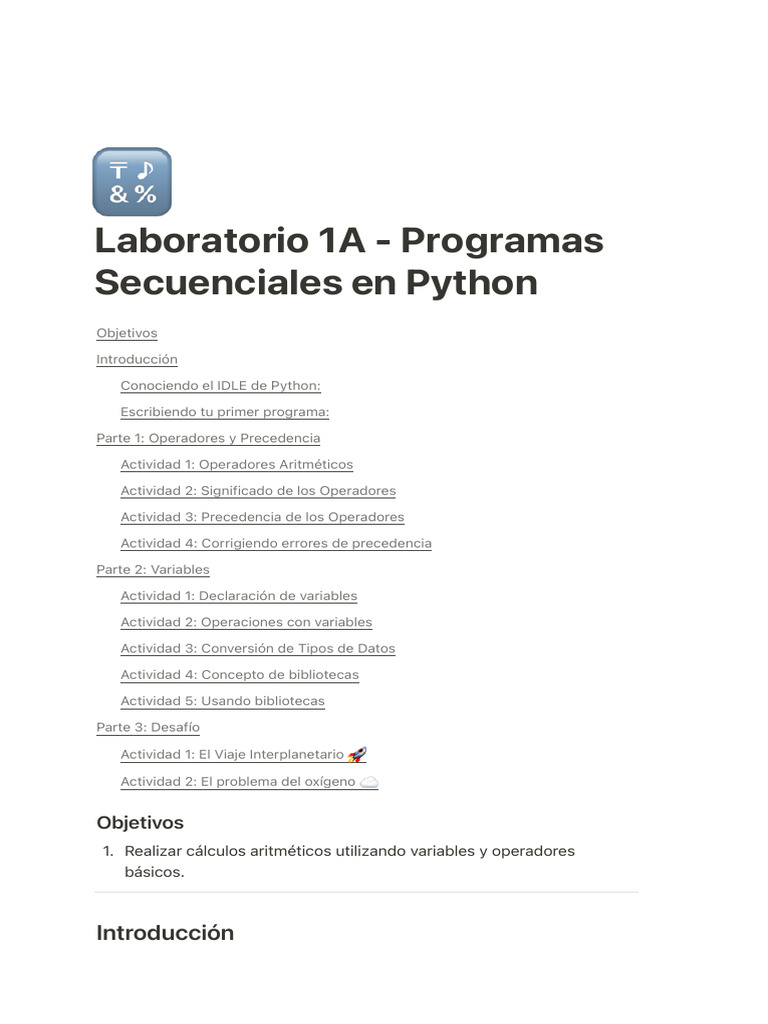 Laboratorio 1A - Programas Secuenciales en Python | PDF | Python ...
