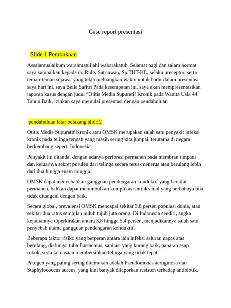 Presentasi Bella Case Report | PDF
