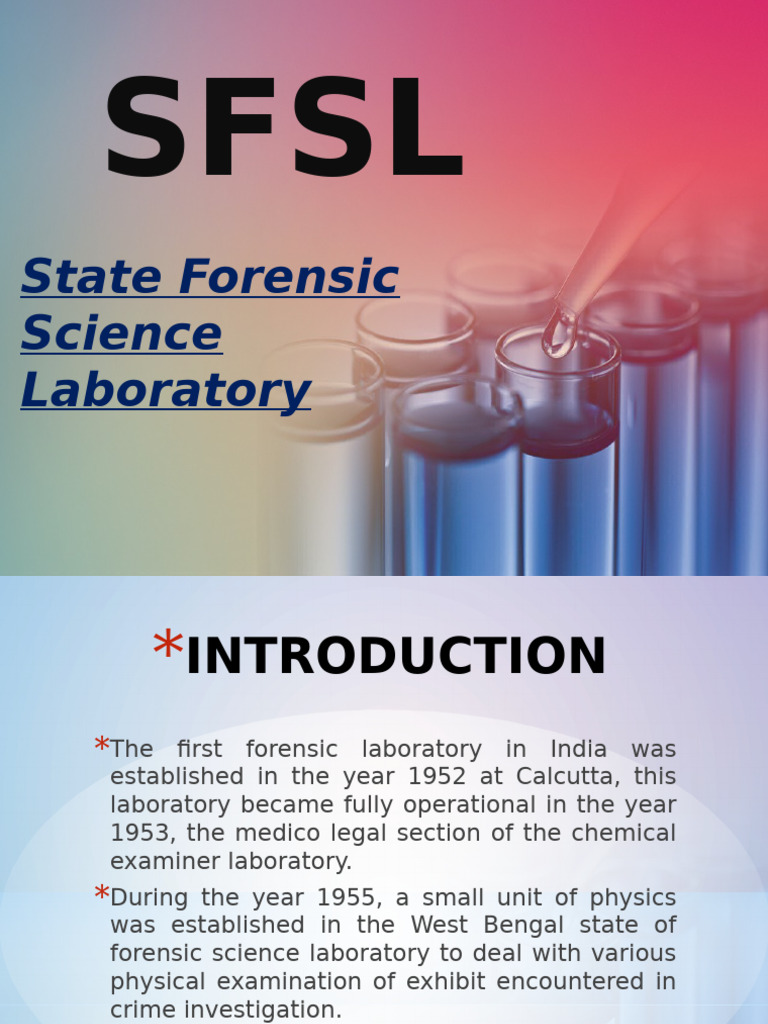 State Forensic Science Laboratory (SFSL) | PDF