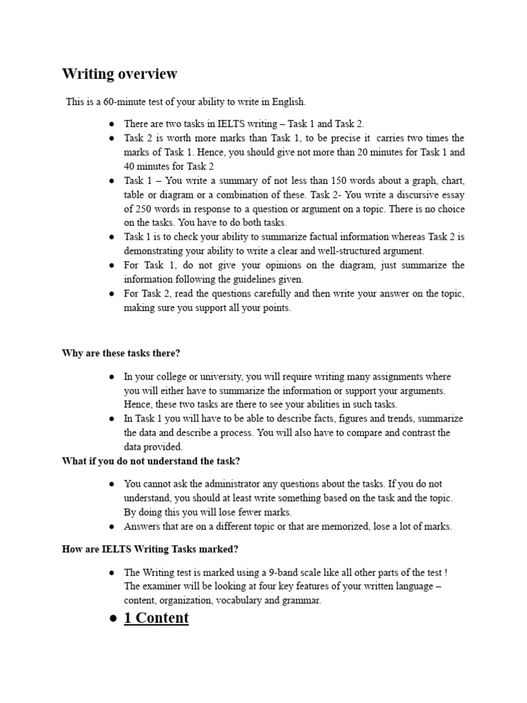 IELTS Writing Task Overview Guide | PDF | Vocabulary | Essays