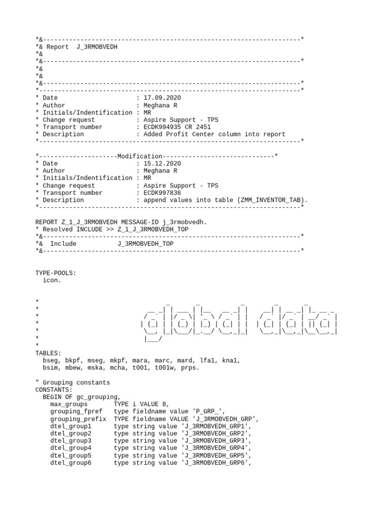 SAP Report Modification Summary | PDF | Constructor (Object Oriented ...