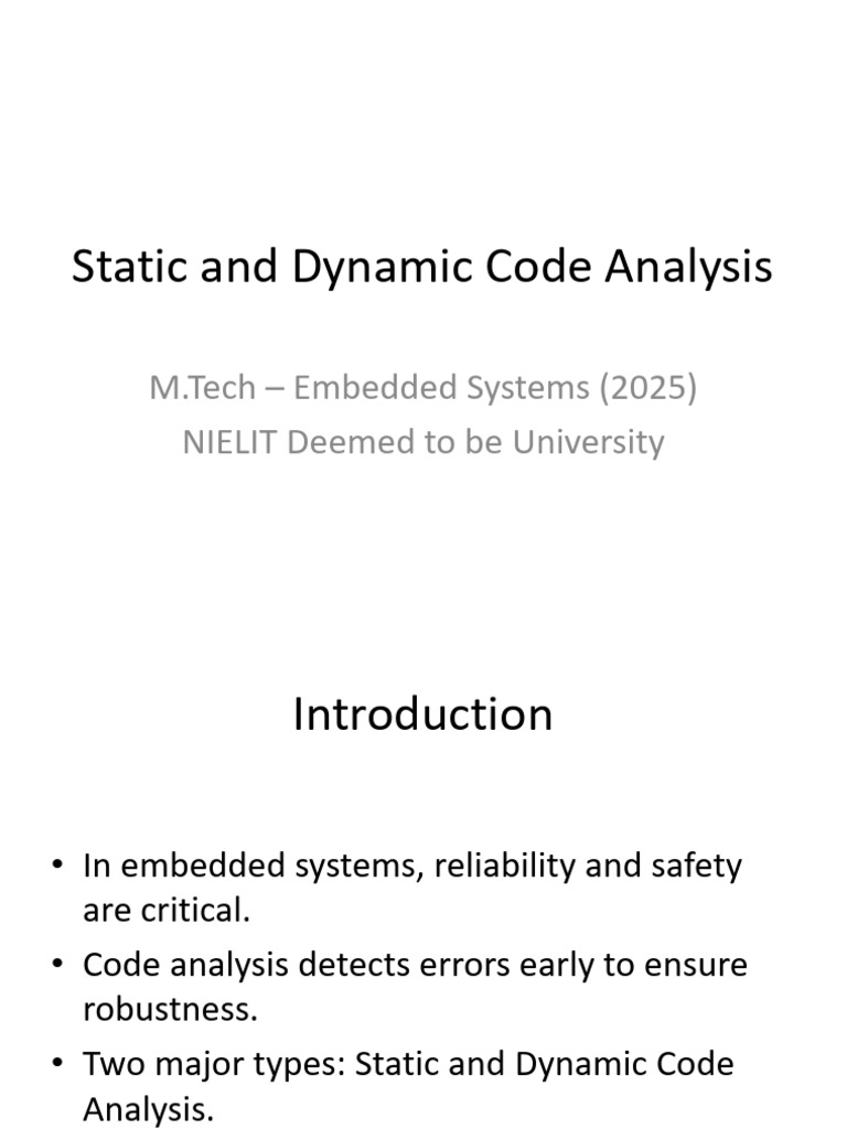 Static vs Dynamic Code Analysis in Embedded Systems | PDF