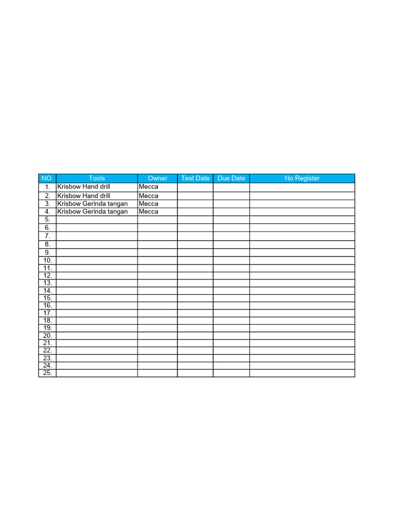 Power Tool Register MECCA | PDF