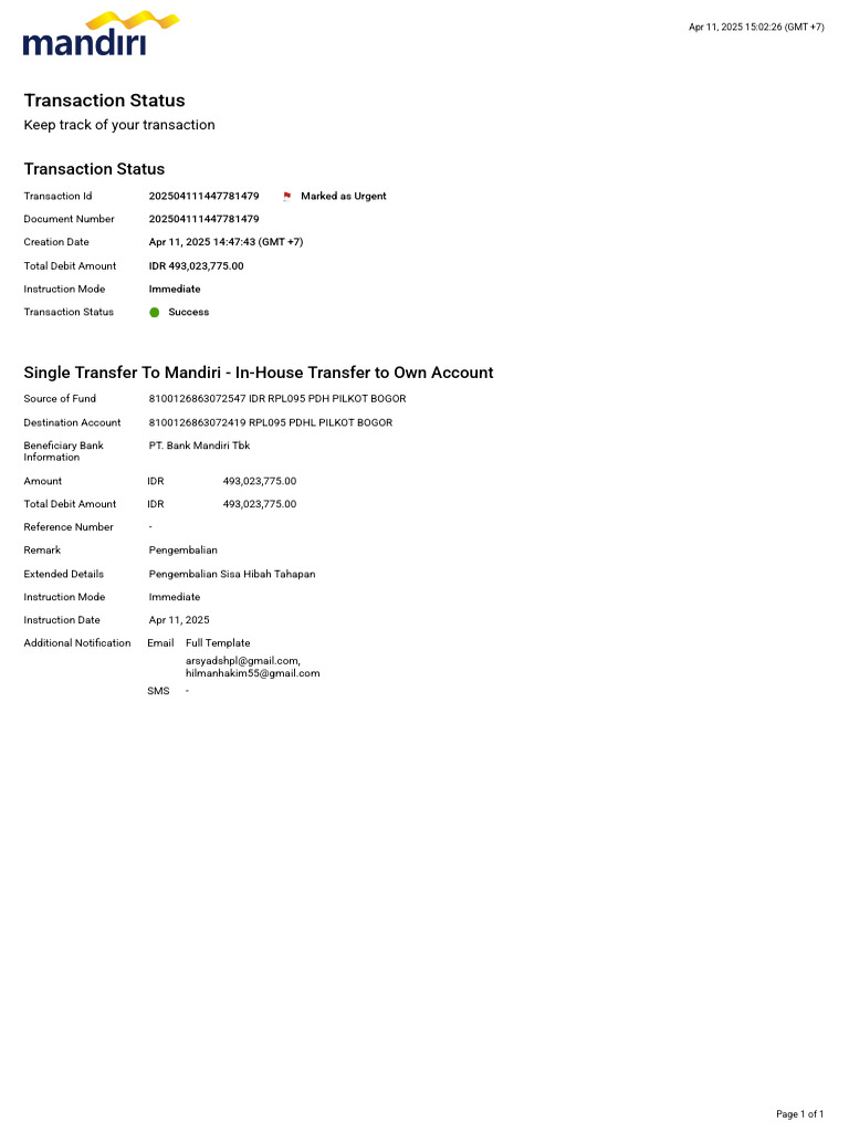 Transaction Status: Successful Transfer Details | PDF