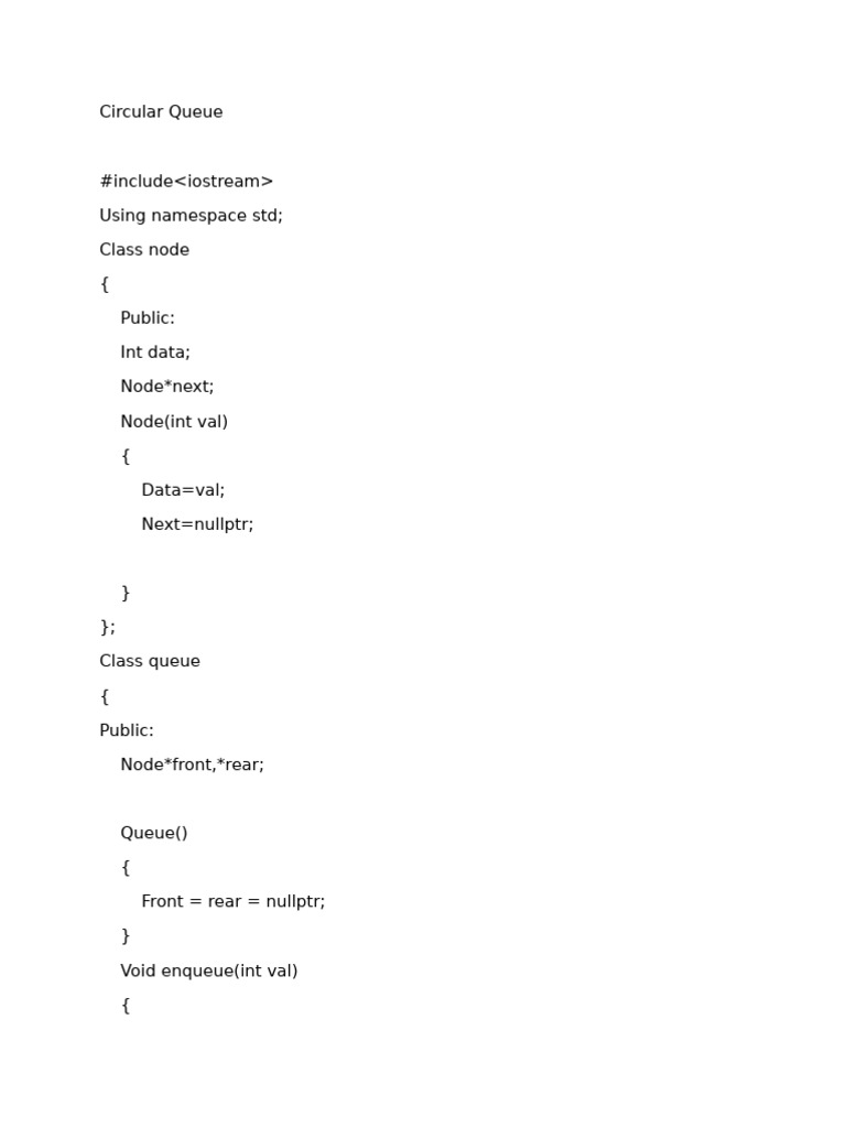 Circular Queue Implementation in C++ | PDF