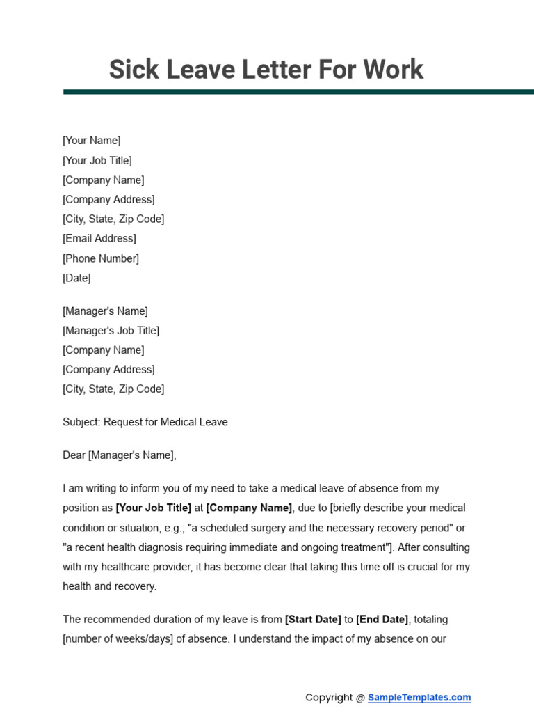 Sick Leave Request Template | PDF