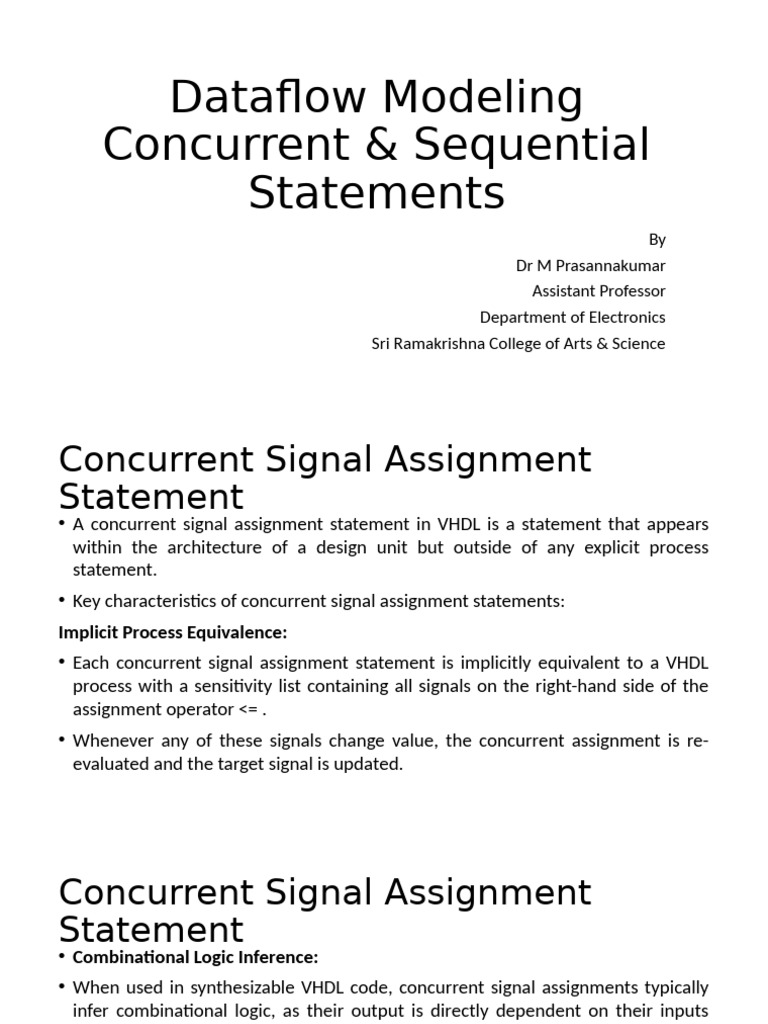 Dataflow Modeling - Concurrent & Sequential Statements | PDF | Digital ...
