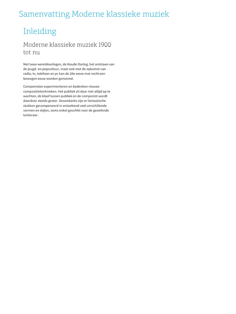 BeatsNbits Samenvatting Moderne Klassieke Muziek | PDF