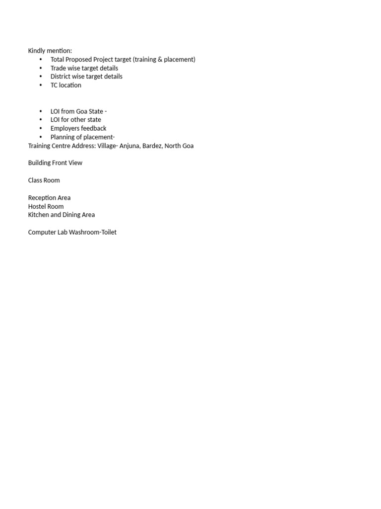 Project Training & Placement Targets Overview | PDF